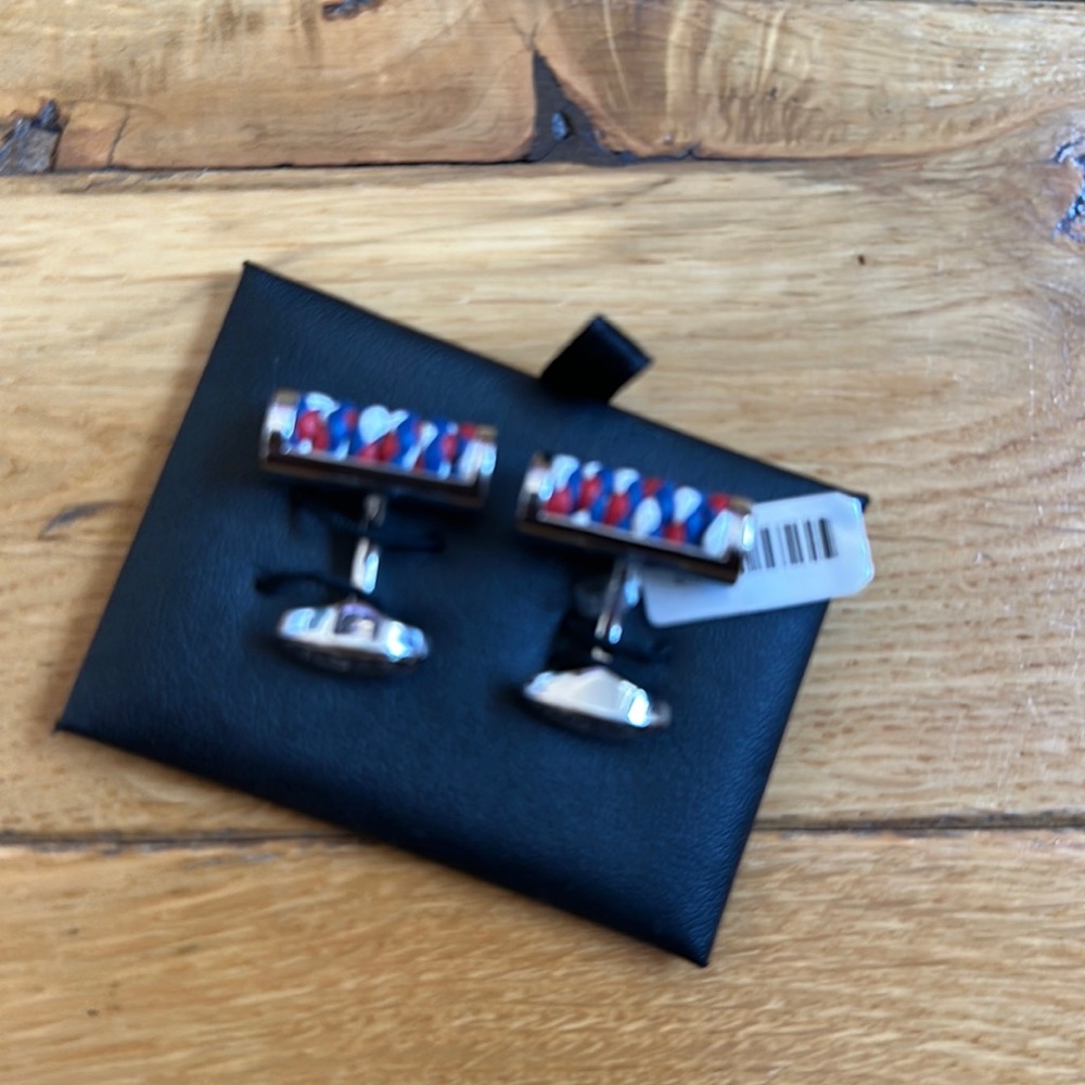 Eton cuff link red white and blue